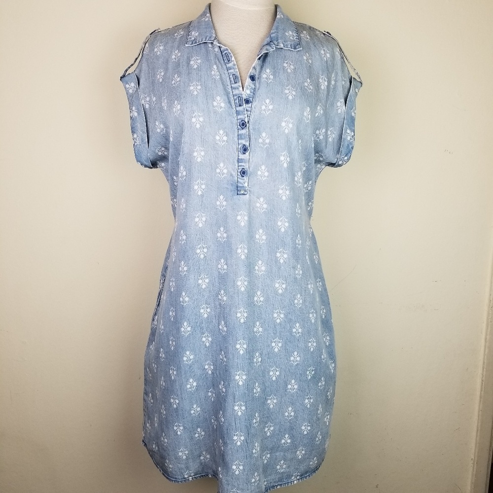 Chambray floral shirt dress